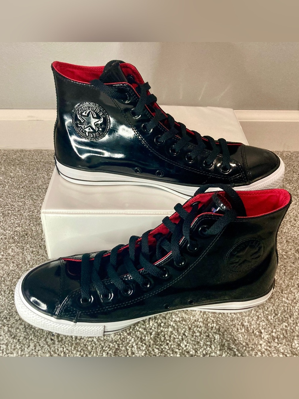 Converse Chuck Taylor All Star High Top Black Patent Leather Shoes Men Size 9